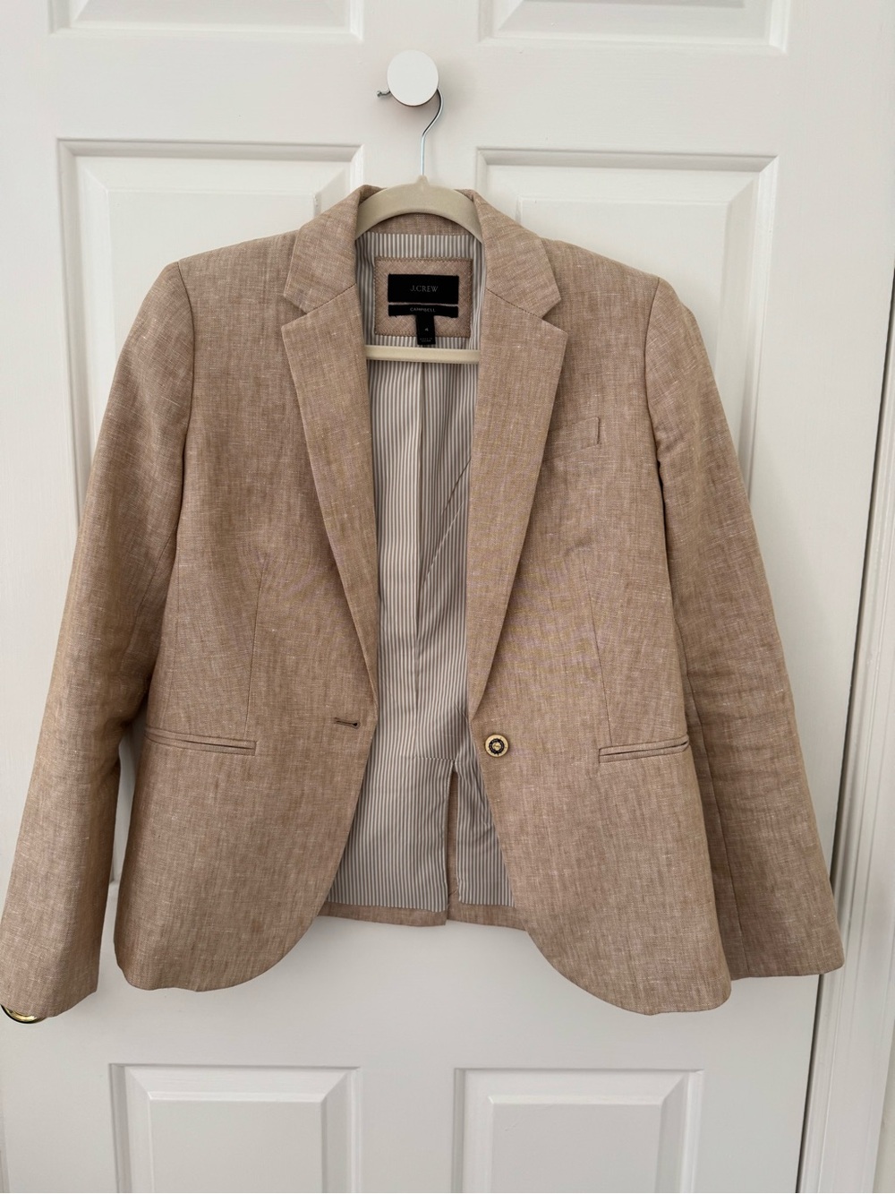 J. Crew Tan Linen-Blend Blazer Size 4